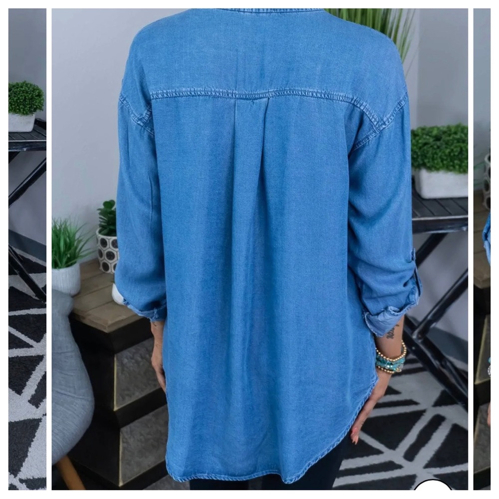 #20 Chambray Long line jean shirt - Picture 4 of 4